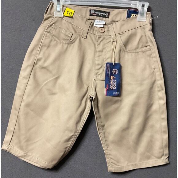 School Uniform Shorts Boys 10 Khaki Chino Adjustable Waist NWT - Picture 1 of 4